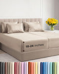 Extra Deep Split King Sheet Set - 7 Piece Breathable & Cooling Sheets - Hotel Luxury Bed Sheets Set - Easy & Secure Fit - Soft, Wrinkle Free & Comfy Sheets Set - Wheat Sheet Set w/Extra Deep Pockets
