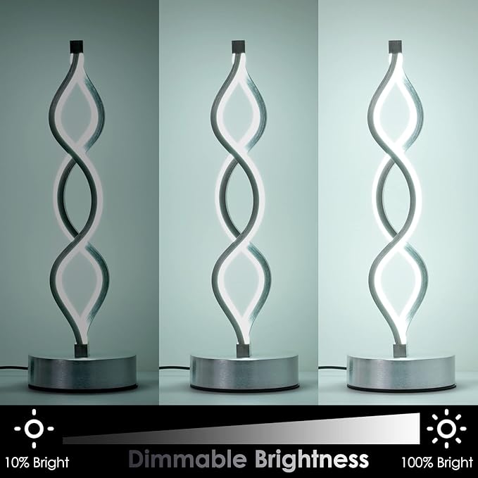 NUÜR Silver Lamps for Bedrooms Set of 2, Small Table Lamp, 3 Colour Temperature, 15.8 Inch Height, Bedsides Lamps for Living Room