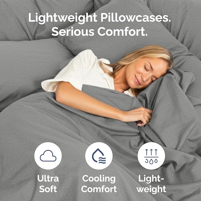 King Pillow Cases Set of 8 - Ultra Soft Hotel Quality Pillowcase Covers - Comfy & Wrinkle Free - Shrink, Stain and Fade Resistant - Machine Washable Pillow Protectors - 8 Piece Set - Heathered Grey