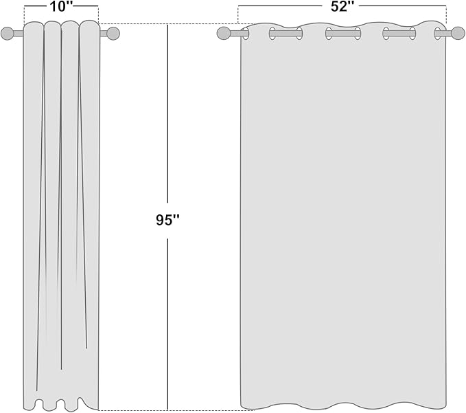 NICETOWN White Room Darkening Curtain 95 inches Long for Living Room - (50% Blackout) Grommet Top Thermal Insulated Window Treatment Sound Reducing Drape for Bedroom (1 Panel, W52 x L95)