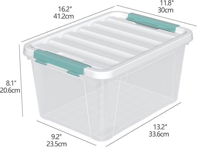 20 Quart Storage Box Bins with Lids, Clear Plastic Latch Totes for Storage, 6 Packs