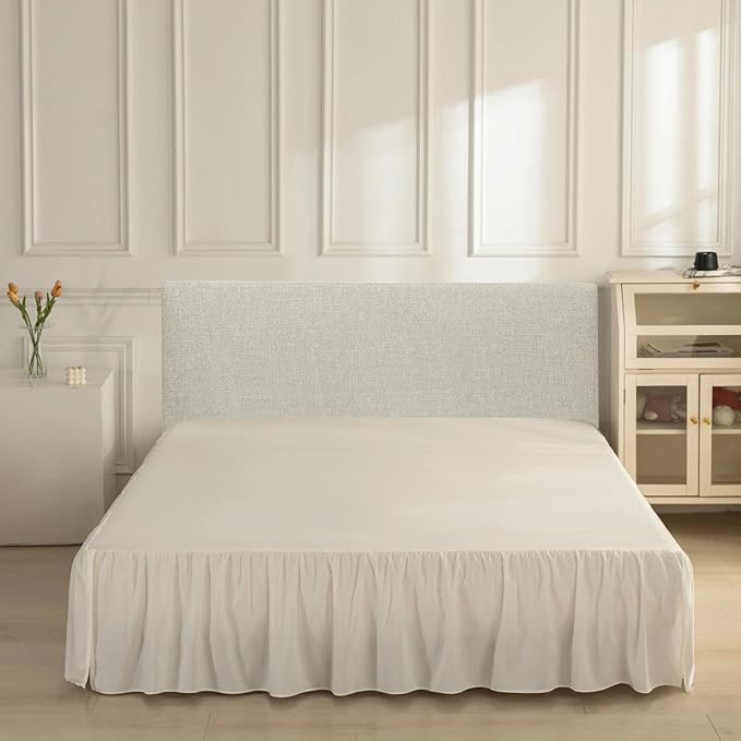 Bed Skirt Full Size Ruffled Bed Skirt with Split Corners, Full Bed Skirts 14 Inch Drop with Platform, 14'' Full -Ivory