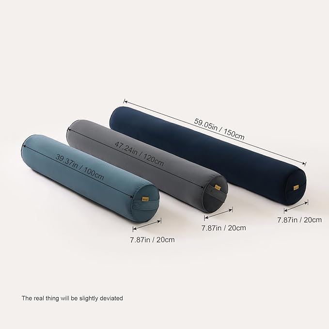 Long Round Body Pillow for Adults – Bolster Pillow for Bed, Cervical Roll Pillow, Firm Support for Sleeping,39.37 x 7.87 Inches,Teal Blue