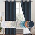 PrinceDeco Navy Blackout Curtains 84 Inches Long, 100% Light Blocking Thermal Insulated Room Darkening Curtains, Energy Saving Window Treatment Curtain Drapes, Burlap Fabric with White Liner,2 Panels