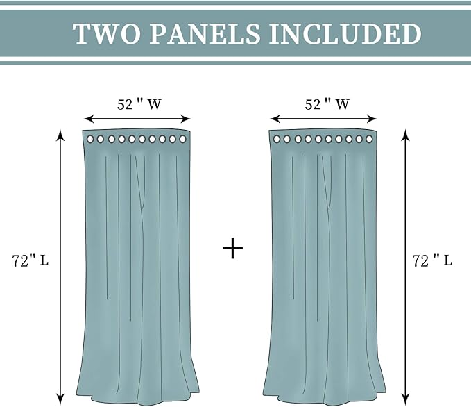 BGment Thermal Insulated 100% Blackout Curtains for Bedroom with Black Liner, Double Layer Full Room Darkening Noise Reducing Grommet Curtain (52 x 72 Inch, Black, 2 Panels)