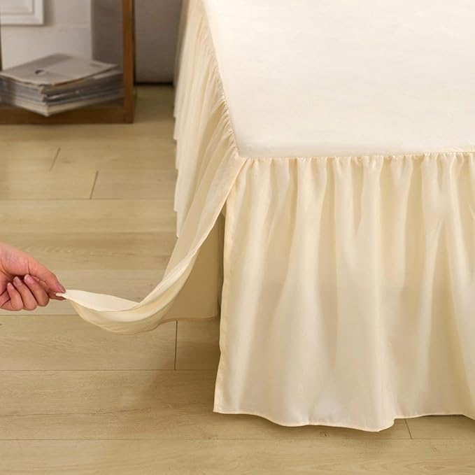 Bed Skirt Queen Size Ruffled Bed Skirt with Split Corners, Queen Bed Skirts 12 Inch Drop, Queen Size Bed Skirting with Platform, 12'' Queen, Beige