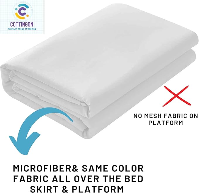 Ruffled Bed Skirt with Split Corners-Dust Ruffle - 24" Drop 100% Microfiber Soft,Sheen & Luxurious Look - Bed Skirts (White -Twin)
