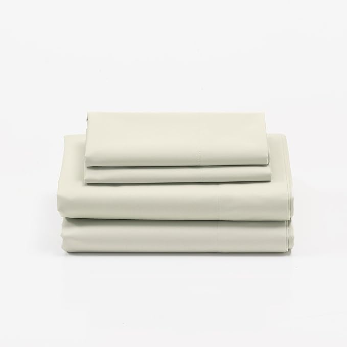 Cuddledown Dreamstead 100% Cotton Bed Sheets Set | 300 Thread Count | Luxurious Sateen Weave | Pure Combed Cotton | Soft | Wrinkle Resistant | 4 Piece Set | Birch | King | 78” x 80”
