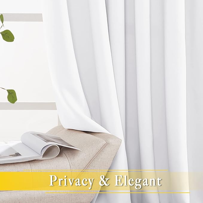 NICETOWN White Sliding Door Curtain for Bedroom, Grommet Thermal Insulated Extra Wide Solid Blackout Window Curtain & Drape for Patio Door/Living Room (1 Panel, Pure White, W80 x L90)