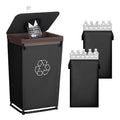 StorageWorks Recycling Bin with Lid, 29Gal Large Recycling Bin for Kitchen, Indoor Recycling Bins with 2 Reusable Washable Bags for Bottles and Cans, Steel Frame Fabric Sorter, 110L, Black