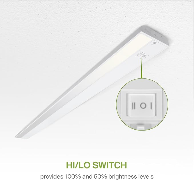 ASD 48 Inch LED Under Cabinet Lighting Plug in or Hardwired, High/Low/Off Switch, 24W 120V 3 CCT 2700K/3000K/4000K CRI90+, Triac Dimmable Linkable Under Counter Lights for Kitchen, ETL Listed, White
