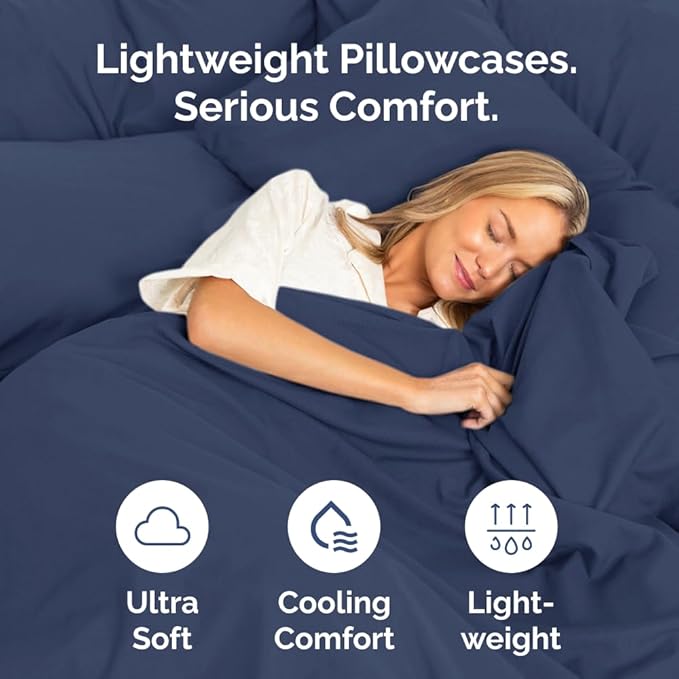 Queen Pillow Cases Set of 6 - Ultra Soft Hotel Quality Pillowcase Covers - Comfy, Cozy & Wrinkle Free - Shrink, Stain and Fade Resistant - Machine Washable Pillow Protectors - 6 Piece Set - Navy Blue