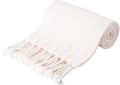 BATTILO HOME Off White Throw Blanket for Couch, Bed, Sofa - Soft Cozy Cream Chenille Throw with Fringe Tassels, Lightweight Farmhouse Knit Throw for Home Decor, 50"x60"