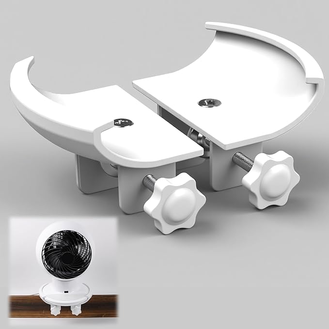 Yudylg Fan Holder Compatible with 8.27" Fan – Heavy Duty ABS Clip-On Holder for Bunk Bed, Desk & Headboard, Injection Molding Clamp with Anti-Slip Pad, Scratch Resistant & Space-Saving Design