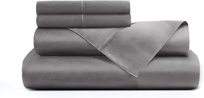 Hyde Lane Luxury 1000 Thread Count 100% Cotton Sheets | Very Soft & Thick - Fits Upto 20" Mattress | Sateen Weave Bed Sheets 18" Deep Pocket- 4 PC Sheet Set (Grey, California King)
