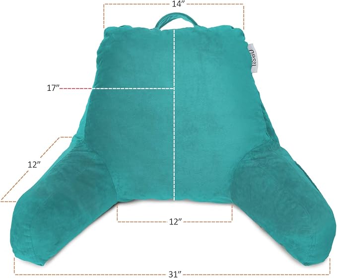Nestl Reading Pillow with Shredded Memory Foam, Designed for Sitting Up in Bed and Couch, Back and Arms Adjustable Support for Adult & Teens Backrest Pillows for Reading, with Washable Cover Teal