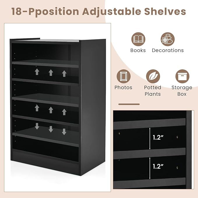LOKO 3-Tier Open Bookcase, Freestanding Modern 3-Cube Bookshelf with 18-Position Adjustable Shelves & Anti-toppling Devices, Multipurpose Cubical Display Storage Organizer for Living Room Study
