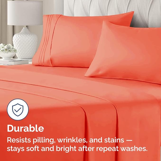 Queen Pillow Cases Set of 2 - Ultra Soft Hotel Quality Pillowcase Covers - Comfy, Cozy & Wrinkle Free - Shrinkage, Stain and Fade Resistant - Machine Washable Pillow Protectors - 2 Piece Set - Coral