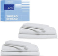 THREAD SPREAD 2-Pack Queen Size Sheets Set - 400 Thread Count 100% Cotton Sateen Weave - Extra Soft, Breathable, Hotel Quality Cooling Sheets, 2 Sets of Queen Size Deep Pocket Bed Sheets (Silver Grey)