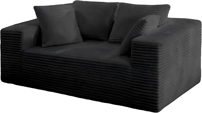 2-Seater Deep-Seat Corduroy Lounge Sleeper Sofa - No Assembly, Frameless Foam Cloud Couch for Living Room, Bedroom, Apartment, Dorm, Office