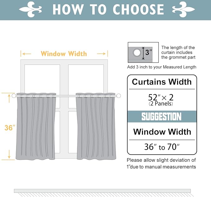 ChrisDowa Small Window Curtains 36 inches Long for Bedroom - Grommet Short Thermal Insulated Room Darkening Curtains for Kitchen (2 Panels, Biscotti Beige, 52 x 36 Inch)