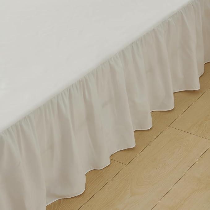 Bed Skirt King Size Ruffled Bed Skirt with Split Corners, Bed Skirts 12 Inch Drop, King Size Bed Skirting with Platform, White, 12'' King