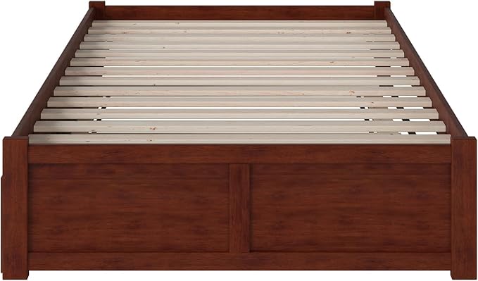 AFI Concord Full Size Platform Bed with Footboard & Full Trundle in Walnut