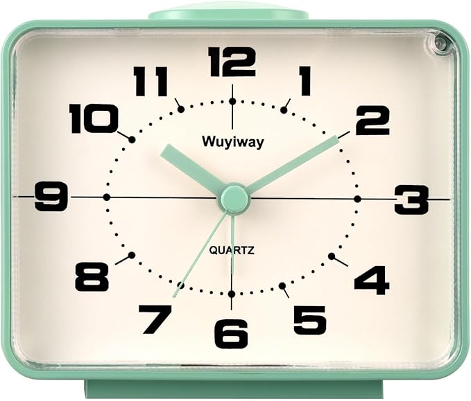 Retro Analog Alarm Clock,Battery Operated,4" Vintage Decor for Bedroom, Nightstand, Bedside, Desk, Table,Silent,Lighted on Demand and Snooze,Ascending Beep Sounds,Easy to Set(Green)