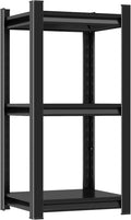Storage Shelves, Garage Metal Shelving Unit, Adjustable, Double-Layer Column with Reinforced Ribs, Heavy-Duty, Capable of Bearing 600-3600 lbs (Black, 32 * 32 * 12, 3-Tier)