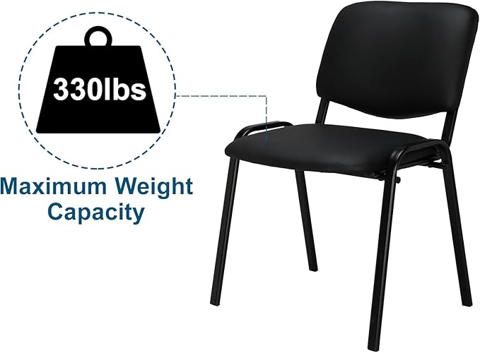 VINGLI Waiting Room Chairs, 5-Pack PU Church Conference Stackable, Office Guest Chairs & Reception Stacking Chair for Meeting Room, Office Lobby, Simple&Space-Saving