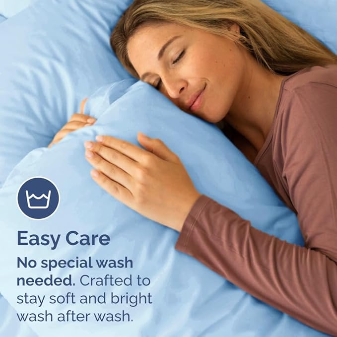 King Pillow Cases Set of 10 - Ultra Soft Hotel Quality Pillowcase Covers - Comfy. Cozy & Wrinkle Free - Shrink, Stain and Fade Resistant - Machine Washable Pillow Protectors - 10 Pcs Set - Light Blue