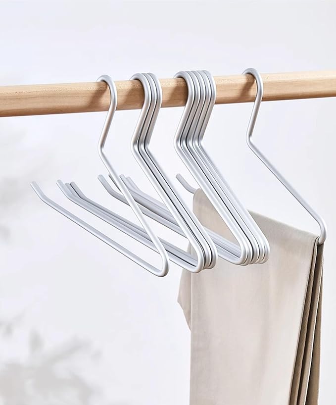 Premium Matte Silvery Aluminum Pants Hanger 10 Pack, 13.7” Extra Smooth & Durable Metal Shirt Dress Hanger,Aluminum Alloy Hanger,Clothing Support,Clothing Hang