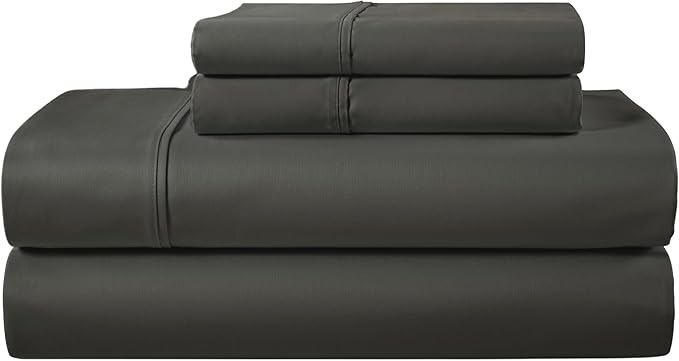 CHATEAU HOME COLLECTION California King Sheet Sets, 400 Thread Count Cotton Bed Sheets Deep Pocket Fits Upto 17", Soft & Comfy Cal King Sheets- Charcoal