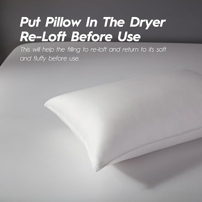 Globon Luxury Down Pillow King Size, Firm Hotel Collection Bed Pillow with 100% Cotton Cover, Down Surrounded Feather Pillow, 20x36 Inches (1 Pack)