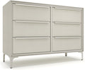 Naima Premium Fabric Dresser - Strong Metal Frame, 6 Spacious Sag-Proof Drawers with Sleek Metal Handles - Premium & Durable Storage Solution for Your Home (Beige)