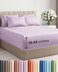 Extra Deep Queen Sheet Set - 6 Piece Breathable and Cooling Sheets - Hotel Luxury Bed Sheets Set - Easy Fit - Soft, Wrinkle Free and Comfy Sheets Set - Light Lavender Sheet Set with Extra Deep Pockets