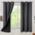 BGment Thermal Insulated 100% Blackout Curtains for Bedroom with Black Liner, Double Layer Full Room Darkening Noise Reducing Grommet Curtain (38 x 63 Inch, Dark Grey, 2 Panels)
