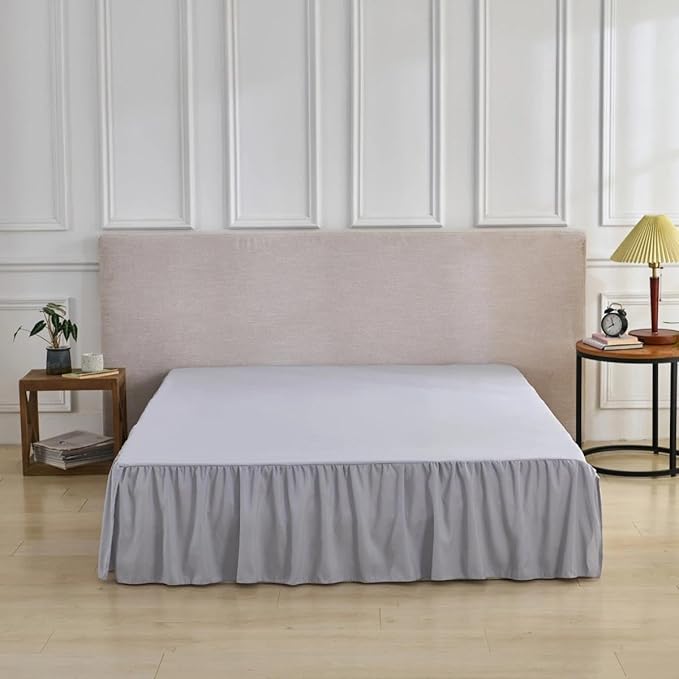 Bed Skirt Full Size Ruffled Bed Skirt with Split Corners, Full Bed Skirts 16 Inch Drop with Platform, 16'' Full, Silver Gray