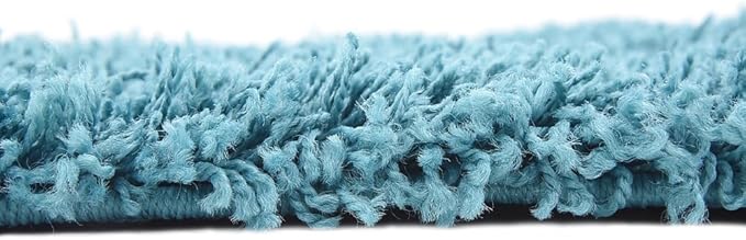 Unique Loom Solid Shag Collection Area Rug (4' 1" x 6' 1" Rectangle, Deep Aqua Blue)