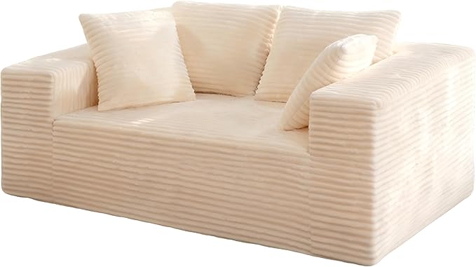 Boneless Cloud Couch Sofa, 2 Seater Deep Seat Modern Lounge Sleeper Couch, No Assemble, Corduroy Compression Upholstered Couches for Living Room, Bedroom, Apartment, Dorm, Office