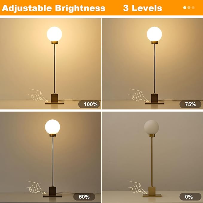 Touch Lamps for Bedroom, Small Brass Table Lights, 3-Way Control Dimmable Bedside Nightstand Desk Lighting, Decorative for Bedroom, Plug and Play, G9 Bulb Included and Installed(Brass, Set of 2)
