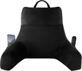IPYNBAP Back Pillow for Bed Sitting up, Reading Pillow for Sitting in Bed Adult, Back Support Pillow, Memory Foam Sit up Lounge Backrest Pillow with Arms for TV, Couch, Chair, Dorm, 18 Inch, Black
