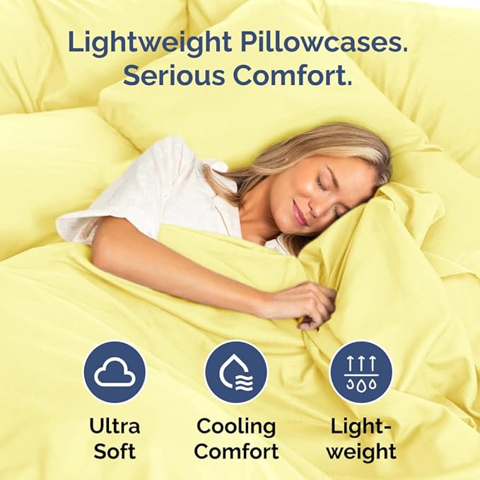 King Pillow Cases Set of 2 - Ultra Soft Hotel Quality Pillowcase Covers - Comfy, Cozy & Wrinkle Free - Shrinkage, Stain and Fade Resistant - Machine Washable Pillow Protectors - 2 Piece Set - Yellow