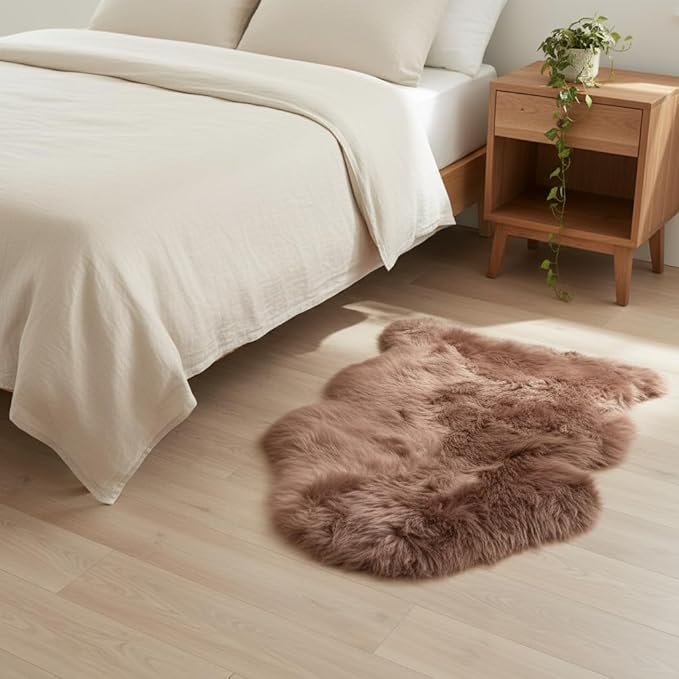 Super Area Rugs Buff Tan Sheepskin Rug Genuine Single 2x3ft Pelt Fluffy Fur Seat Cushion and Chair Cover