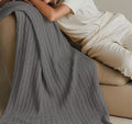 100% Cotton Cable-Knit Throw Blanket: 60" x 70", Ultra Soft, Breathable, All-Season Comfort & Versatility, Ideal for Couch, Bed, Travel and Gifting (Grey)