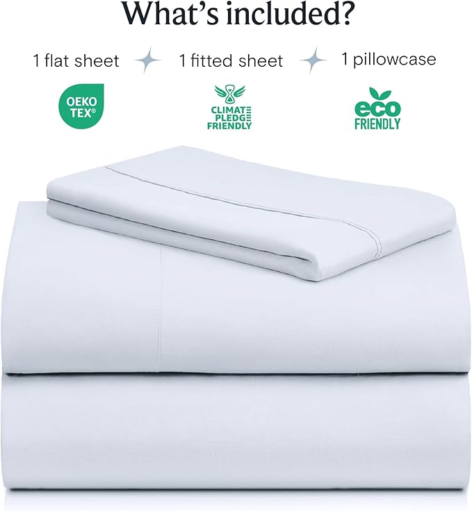 LuxClub 3 PC Twin Sheet Set, Deep Pockets Wrinkle Free Cooling Bed Sheets Hotel Bedding for Women, Men, Kids & Teens, Includes 1 Fitted Sheet, 1 Flat Sheet and 1 Pillowcase-Silky Soft Baby Blue