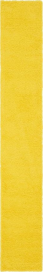 Unique Loom Solid Shag Collection Area Rug (2' 6" x 16' 5" Runner, Tuscan Sun Yellow)