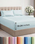 Extra Deep Twin XL Sheet Set - 4 Piece Breathable & Cooling Sheets - Hotel Luxury Bed Sheets Set - Easy & Secure Fit - Soft, Wrinkle Free & Comfy Sheets Set - Ice Blue Sheet Set w/Extra Deep Pockets