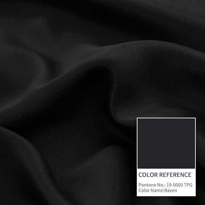 BGment Thermal Insulated 100% Blackout Curtains for Bedroom with Black Liner, Double Layer Full Room Darkening Noise Reducing Grommet Curtain (52 x 63 Inch, Black, 2 Panels)