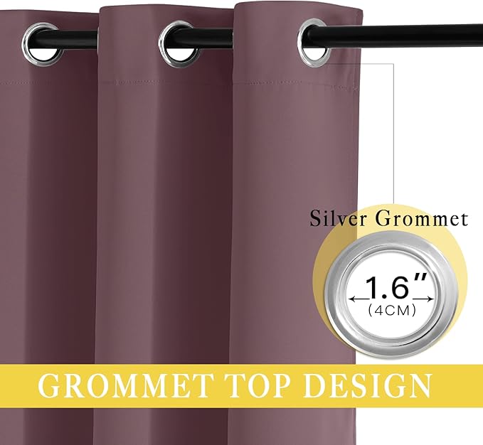 NICETOWN Wide Curtain 84 inch Length for Living Room, Grommet Thermal Insulated Blackout Room Divider Curtain Sound Proof Light Blocking for Patio/French Door (Dry Rose, 1 Panel, W80 x L84)